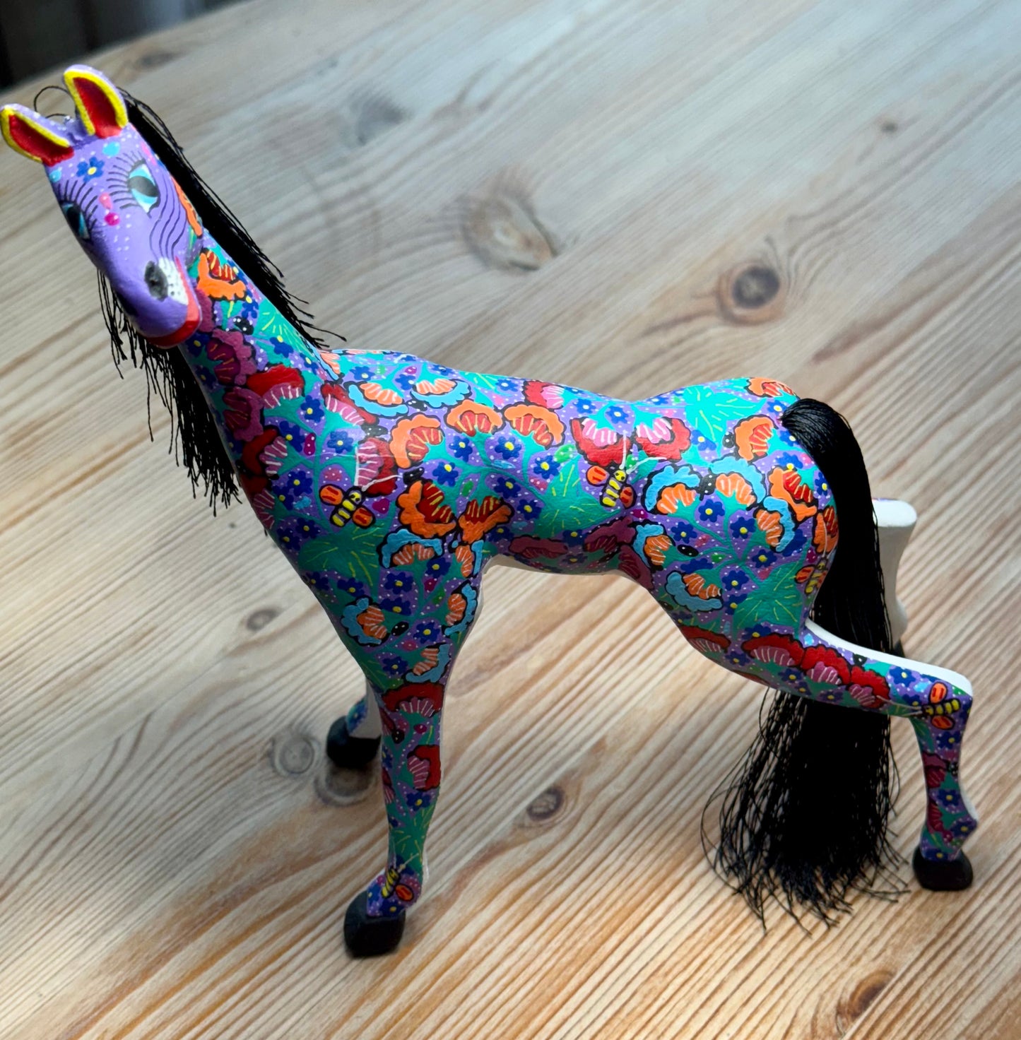 Alebrije (Spirit Guide) - Colorful Horse Wood Carving - 5" X 7"