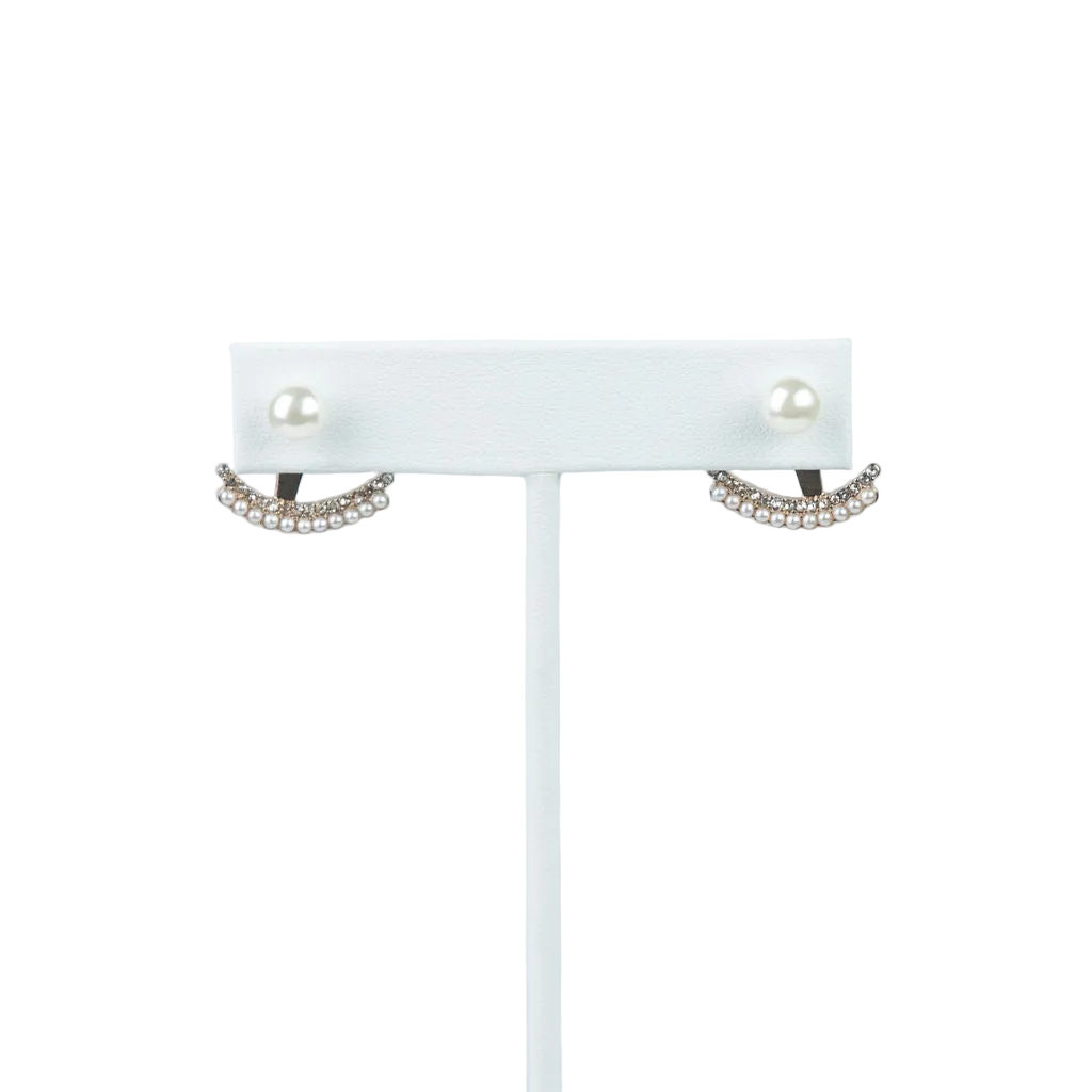 Parker Pearl and Rhinestone Jacket Stud Earrings