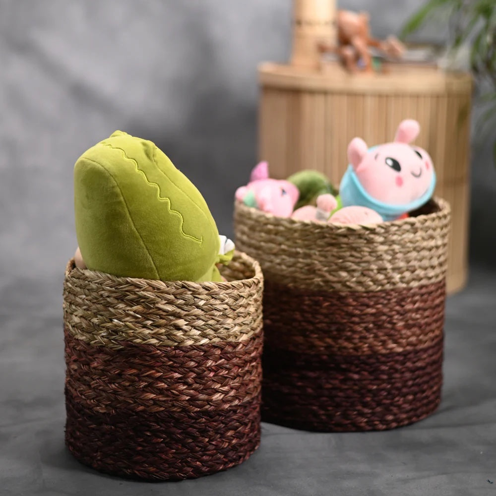 Handwoven Sabai Grass Plant Basket - Natural Brown