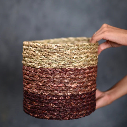 Handwoven Sabai Grass Plant Basket - Natural Brown