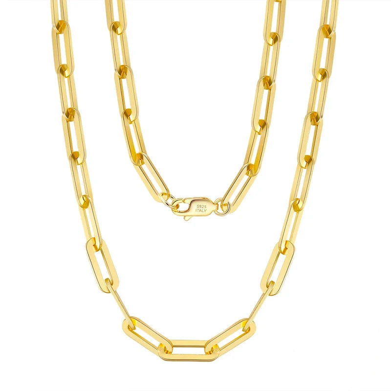 Gold chain necklace with a 'Real Sterling Silver 925' stamp on a white background