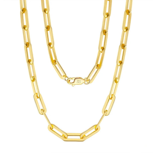 Gold chain necklace with a 'Real Sterling Silver 925' stamp on a white background