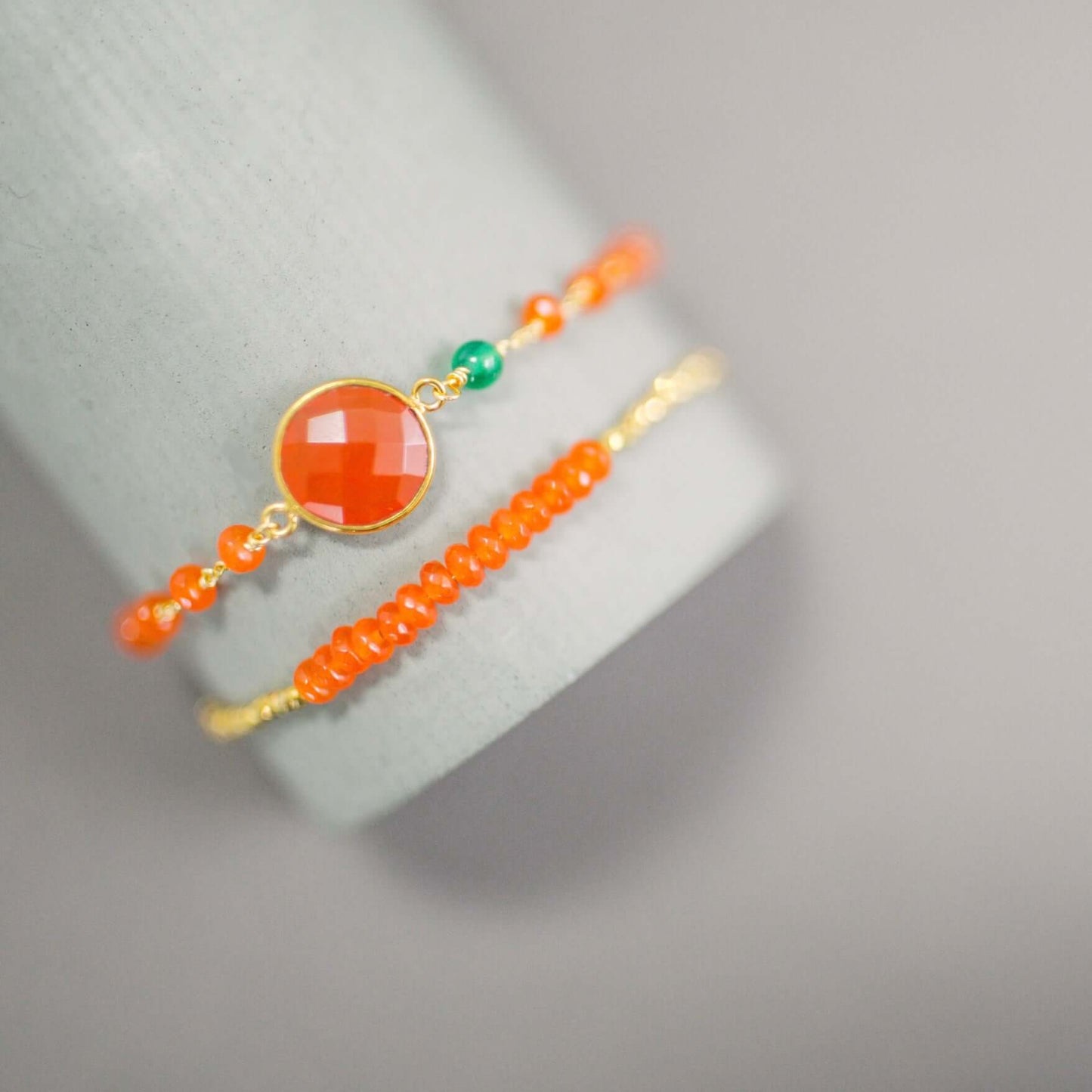 Carnelian Stacking Bracelet – 14k Gold Plated, Adjustable