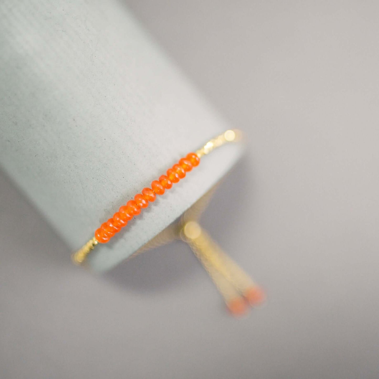 Carnelian Stacking Bracelet – 14k Gold Plated, Adjustable