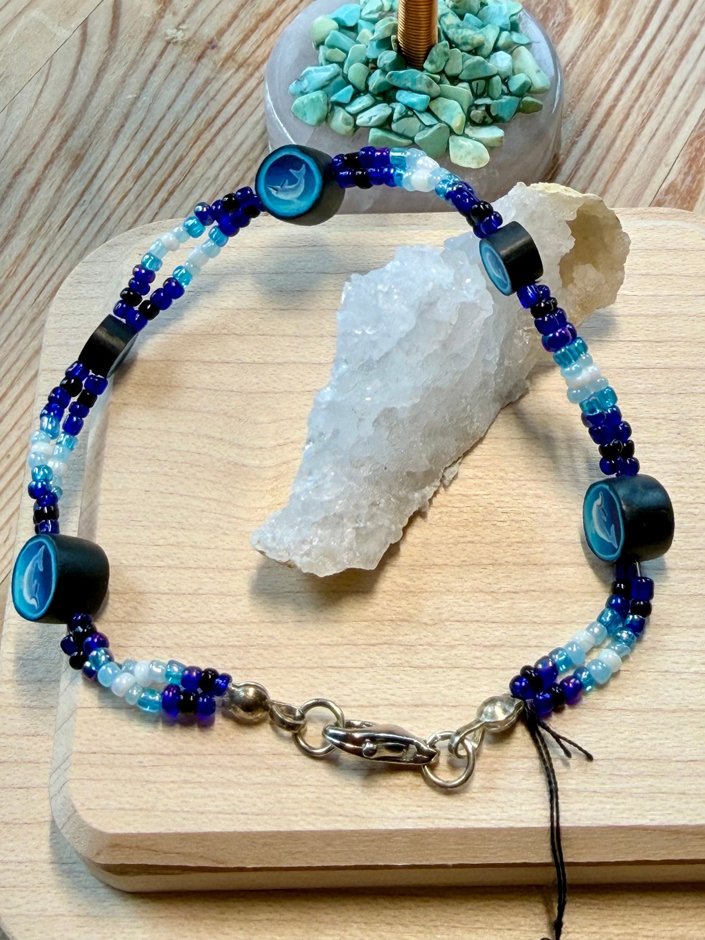 Primo Fimo Beaded Bracelet with Dolphin Accents