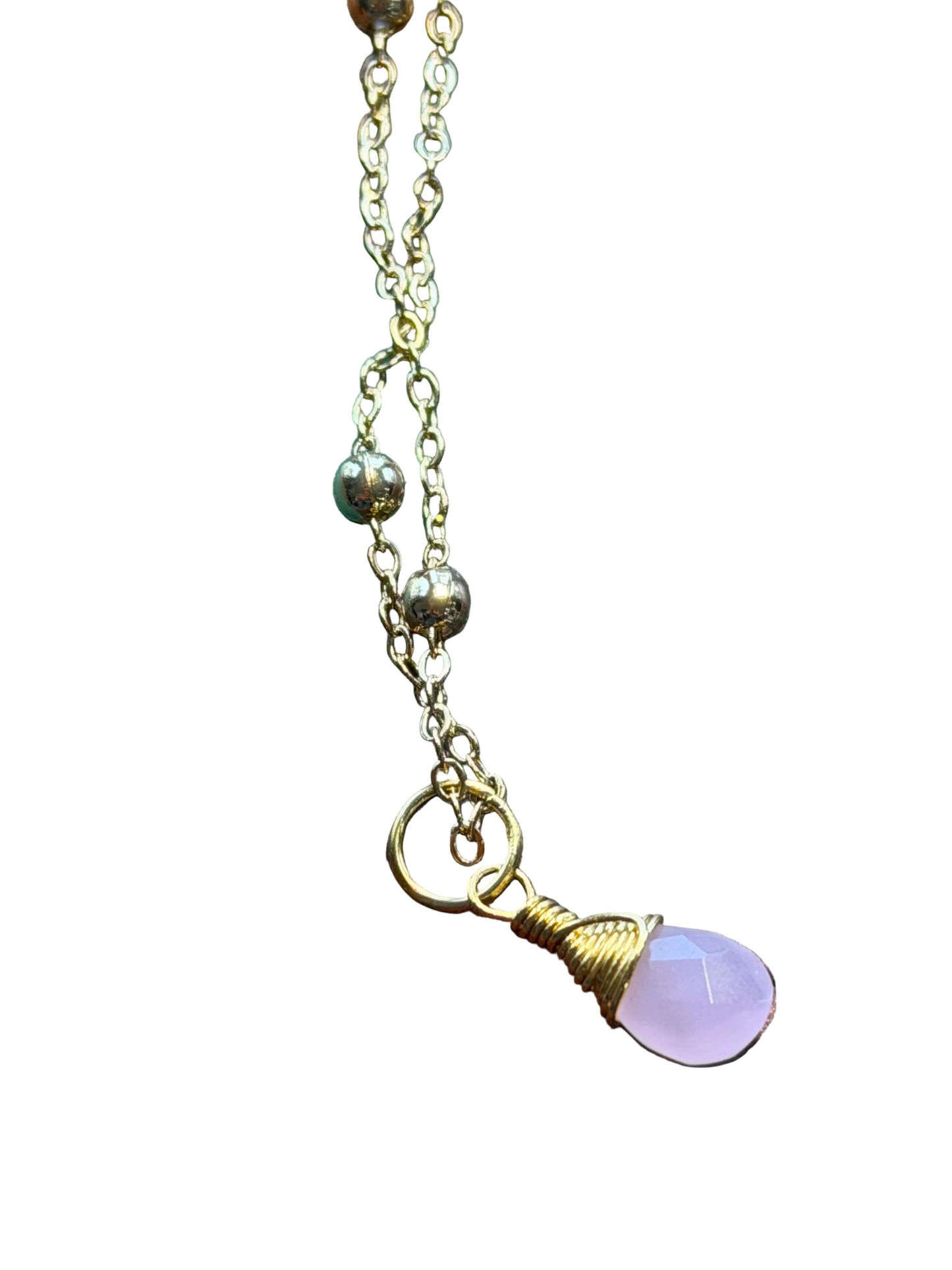Semiprecious Gemstone Droplet Gold Necklaces