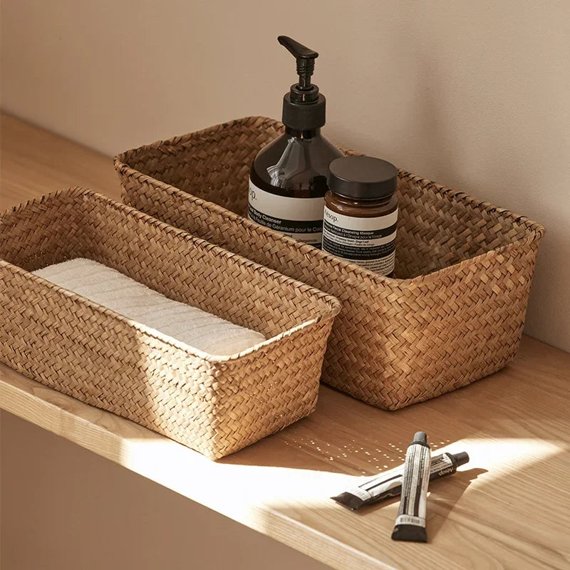 Handwoven Seagrass Storage Basket – Natural Woven Organizer