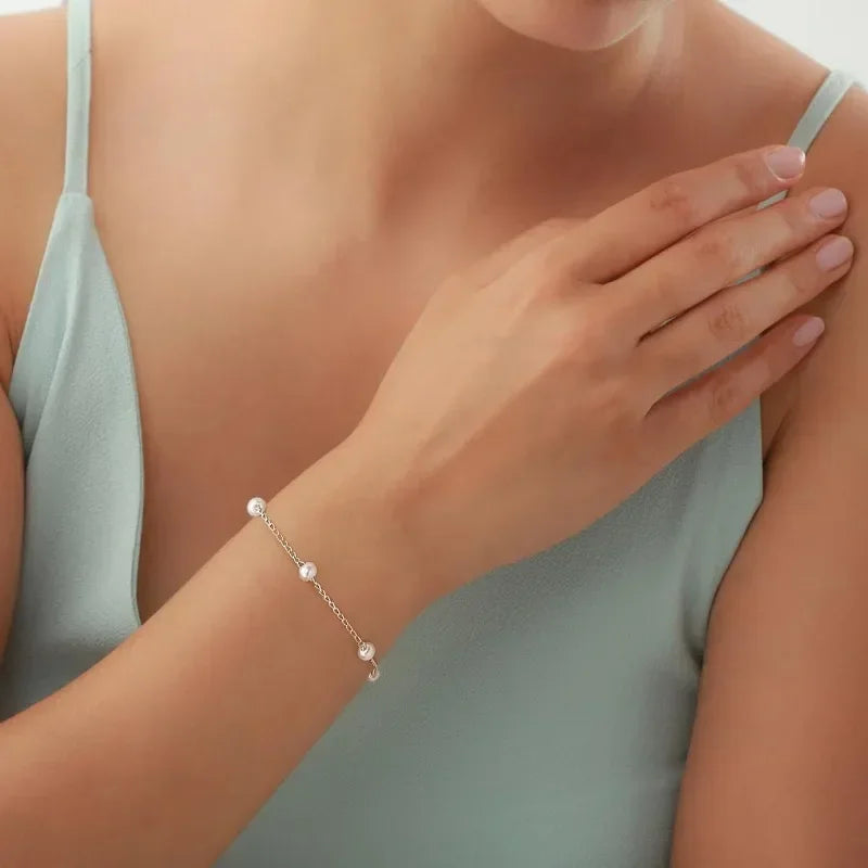 Freshwater Pearl Heart Charm Bracelet - Gold or Silver Plated