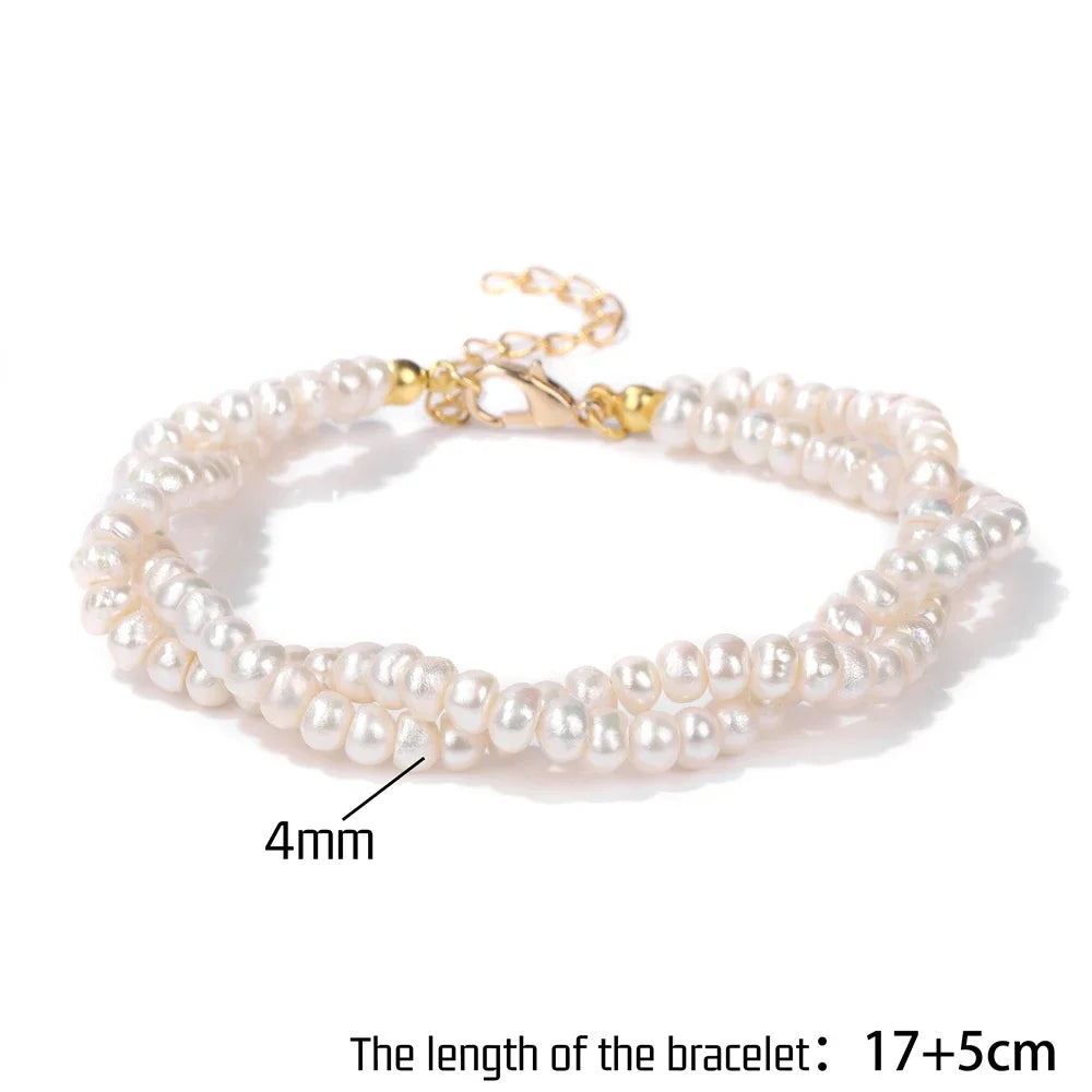 Double Layer Baroque Pearl Bracelet - Handmade Natural Freshwater Pearls