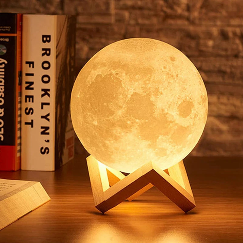3D Moon Night Light - LED Galaxy Lamp with Stand