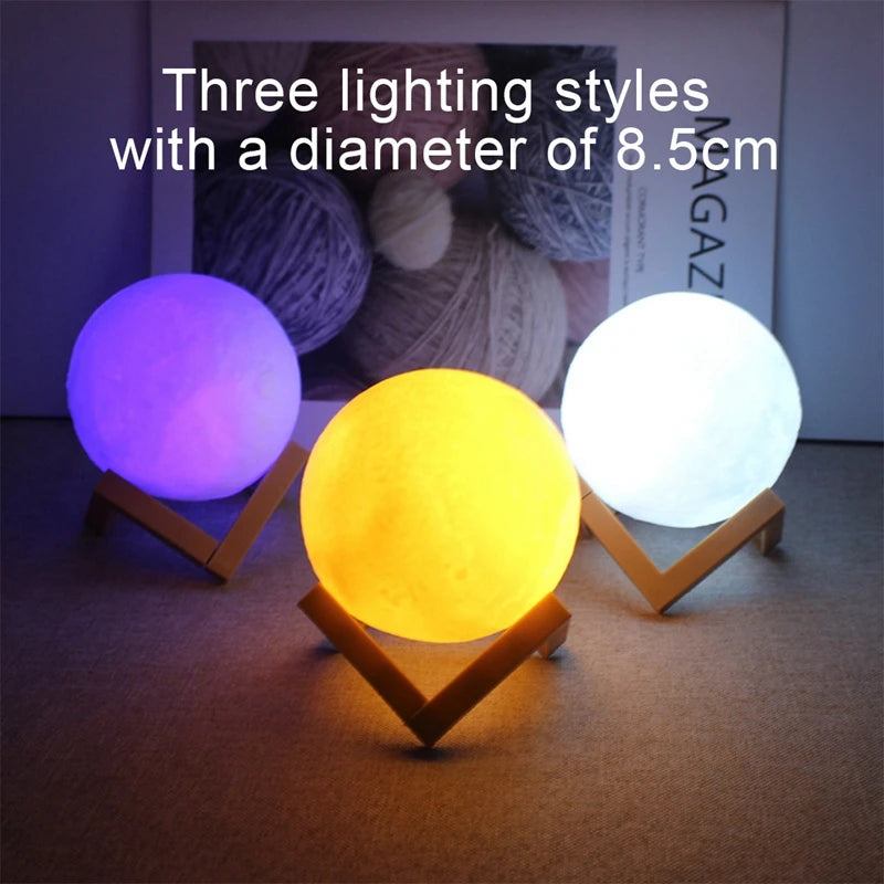 3D Moon Night Light - LED Galaxy Lamp with Stand