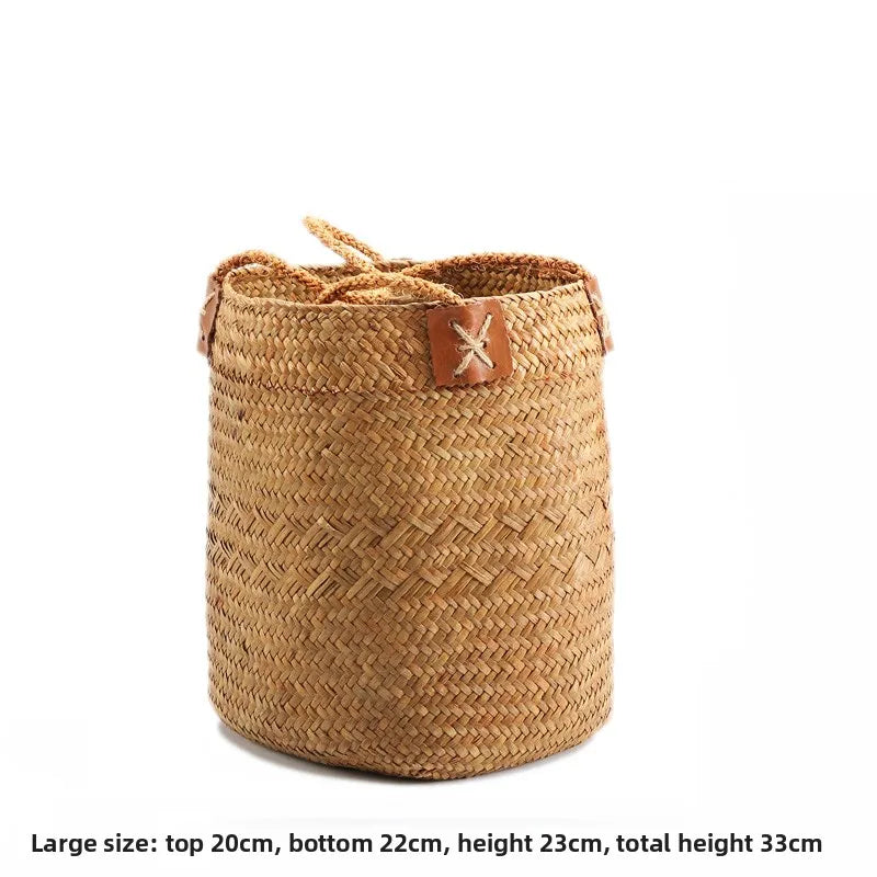 Handwoven Grass Basket | Dried Flower Vase & Boho Home Decor Organizer