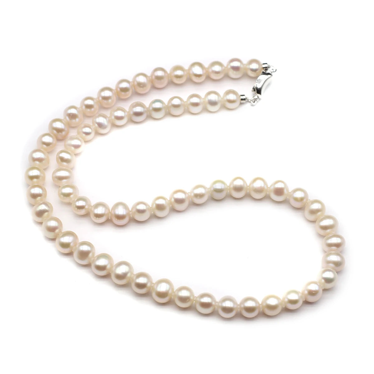 Natural Freshwater Pearl Necklace - AAA Quality 7-8mm Round Cultured Pearls