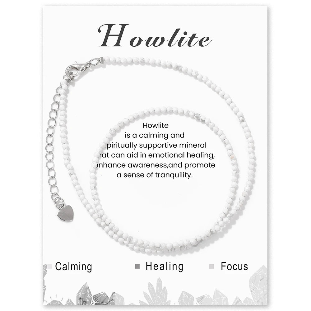 Natural Gemstone Seed Bead Necklace - Delicate 2mm Stone Choker
