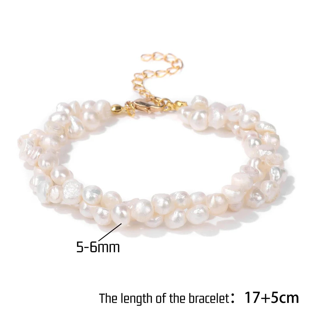 Double Layer Baroque Pearl Bracelet - Handmade Natural Freshwater Pearls