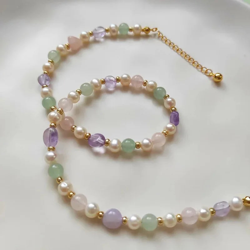 Handmade Gemstone & Pearl Beaded Choker - Bohemian Crystal Necklace