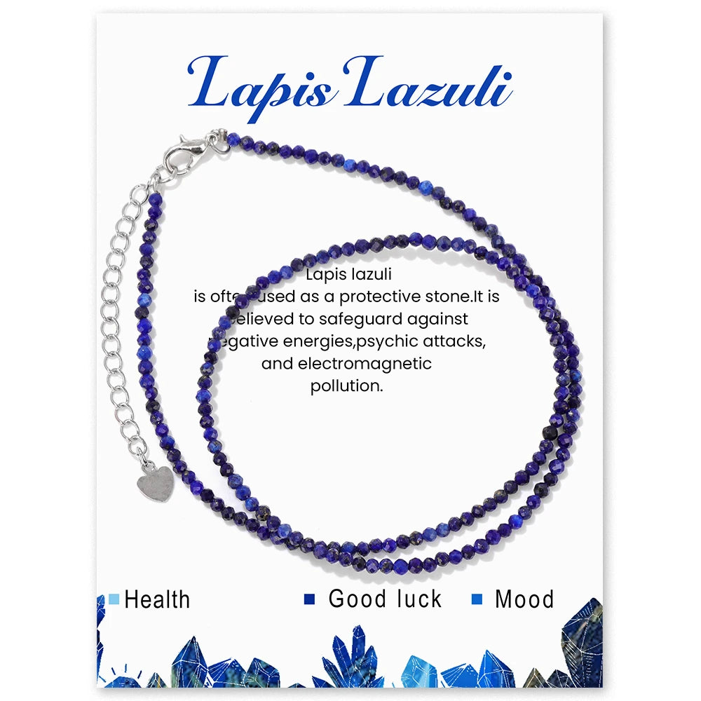 Natural Gemstone Seed Bead Necklace - Delicate 2mm Stone Choker