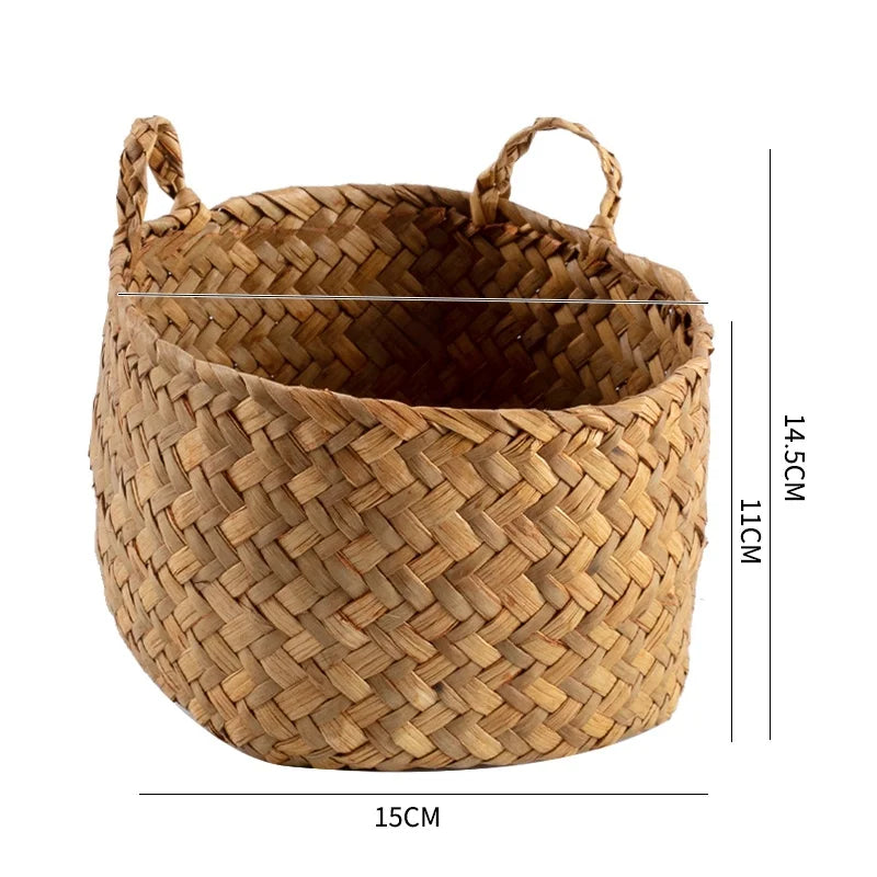 Handwoven Grass Basket | Dried Flower Vase & Boho Home Decor Organizer