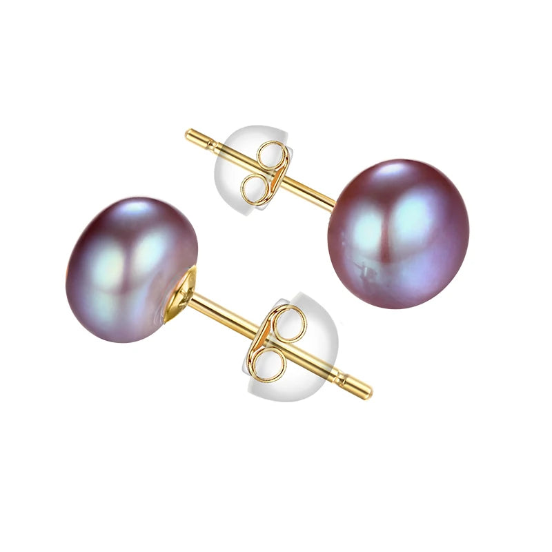 Natural Freshwater Pearl Stud Earrings - AAAA Quality 925 Sterling Silver