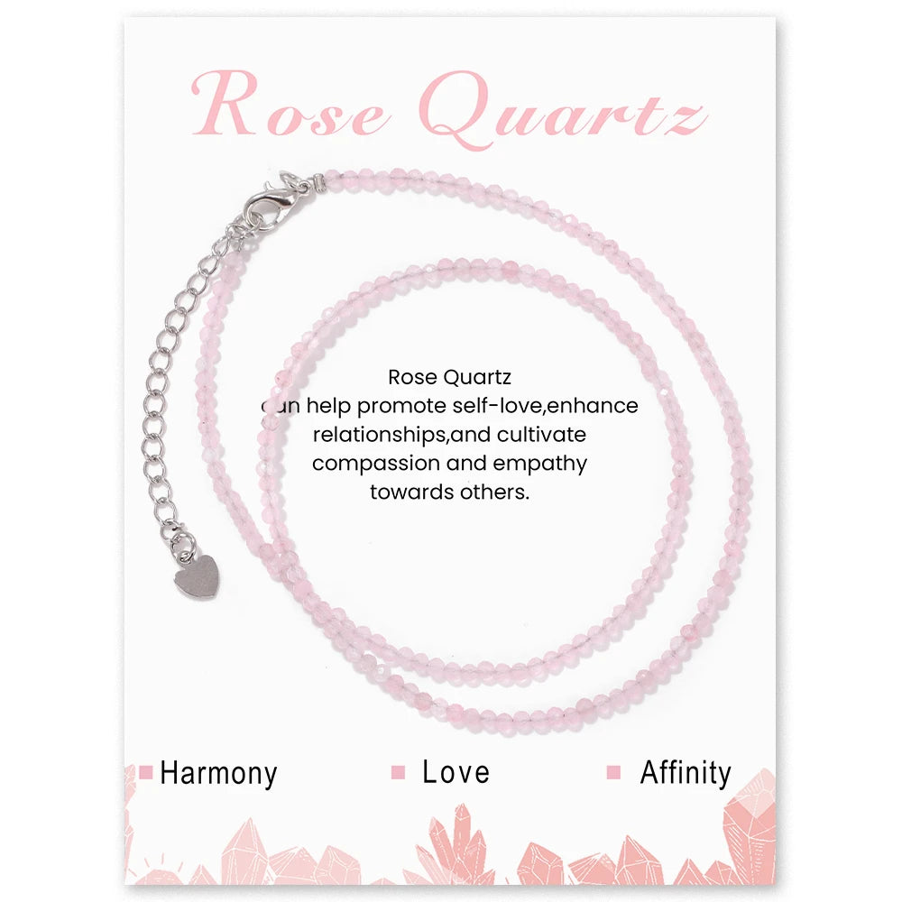 Natural Gemstone Seed Bead Necklace - Delicate 2mm Stone Choker