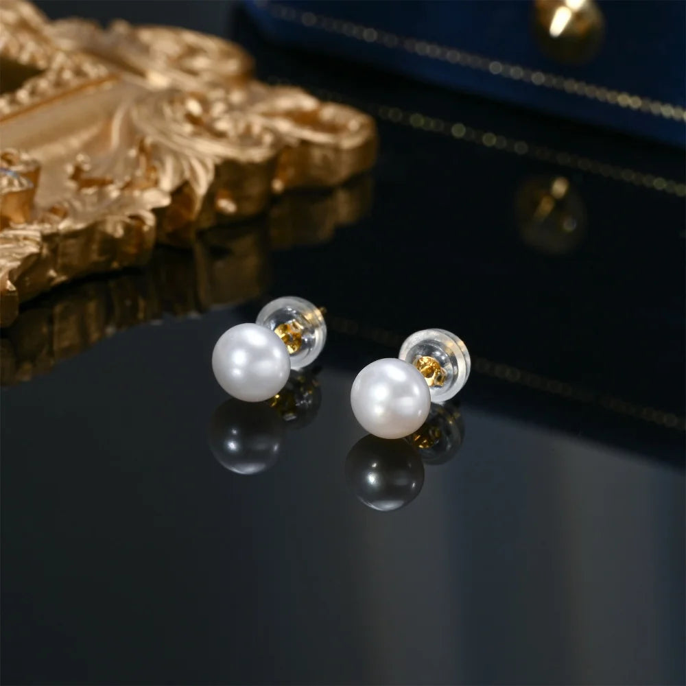 Natural Freshwater Pearl Stud Earrings - AAAA Quality 925 Sterling Silver