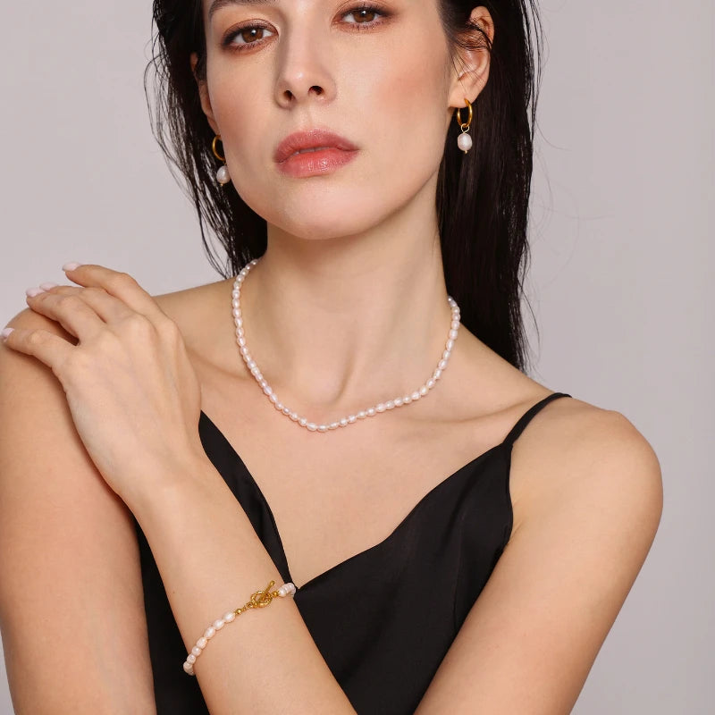 Baroque Freshwater Pearl Jewelry Set - Necklace, Bracelet & Earrings