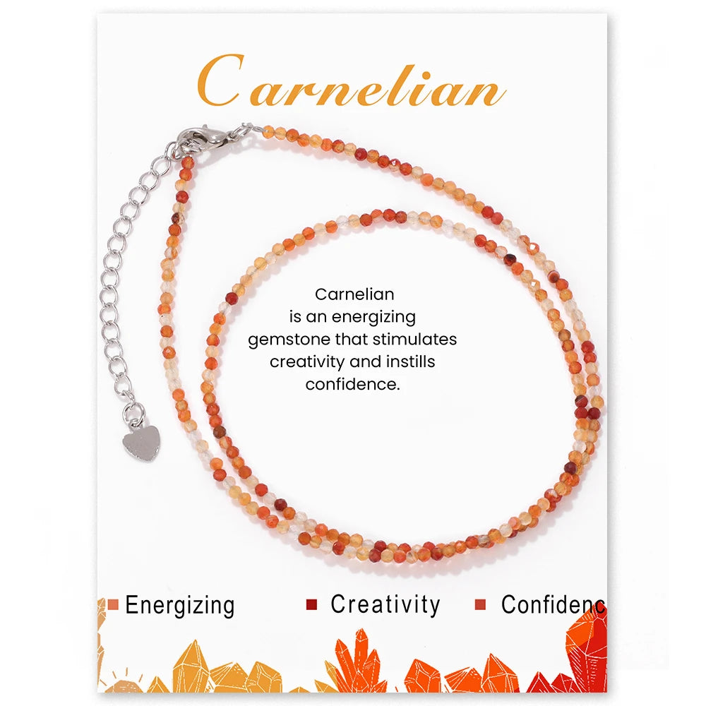 Natural Gemstone Seed Bead Necklace - Delicate 2mm Stone Choker