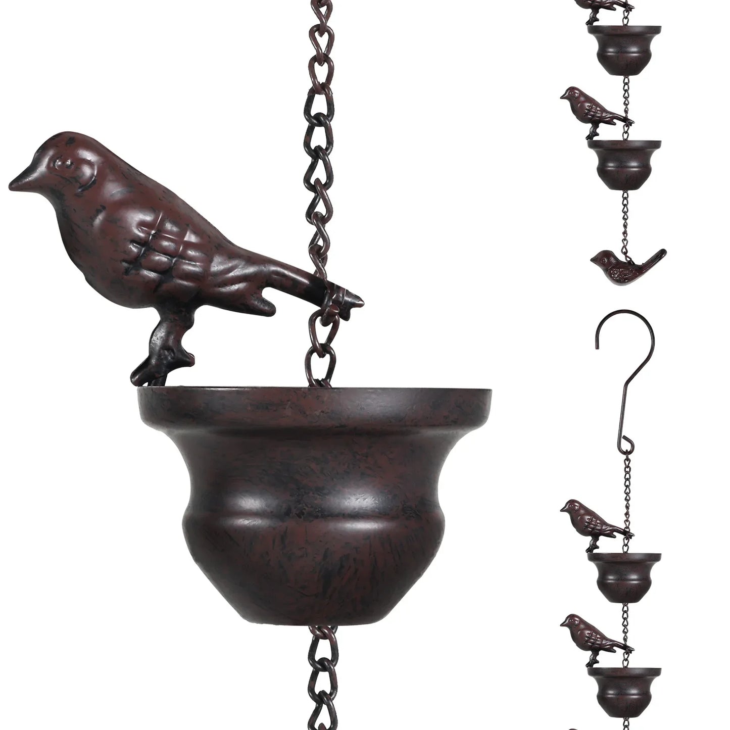 Bird Rain Chain — 7.87 ft Decorative Iron Chain for Gutters & Downspouts