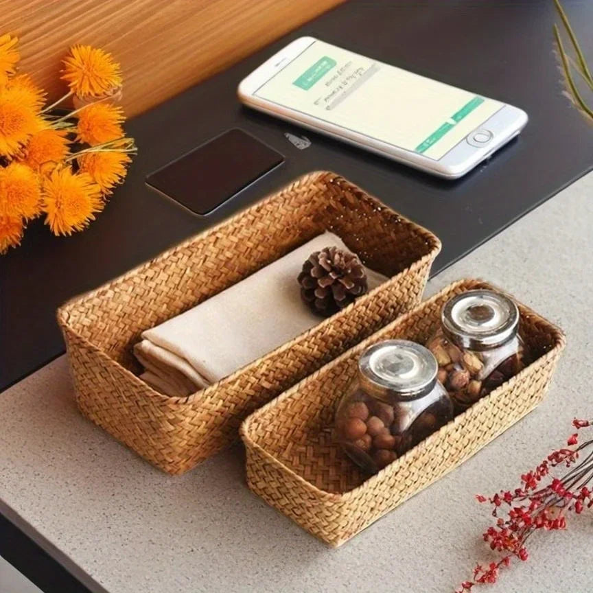 Handwoven Seagrass Storage Basket – Natural Woven Organizer