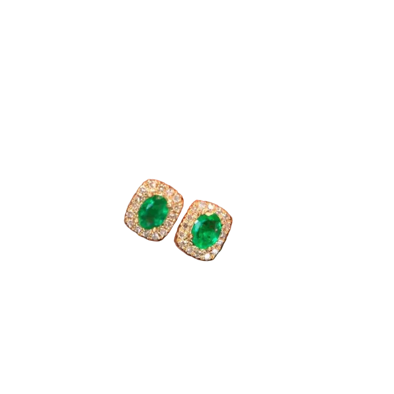 Natural Colombian Emerald Stud Earrings in Sterling Silver