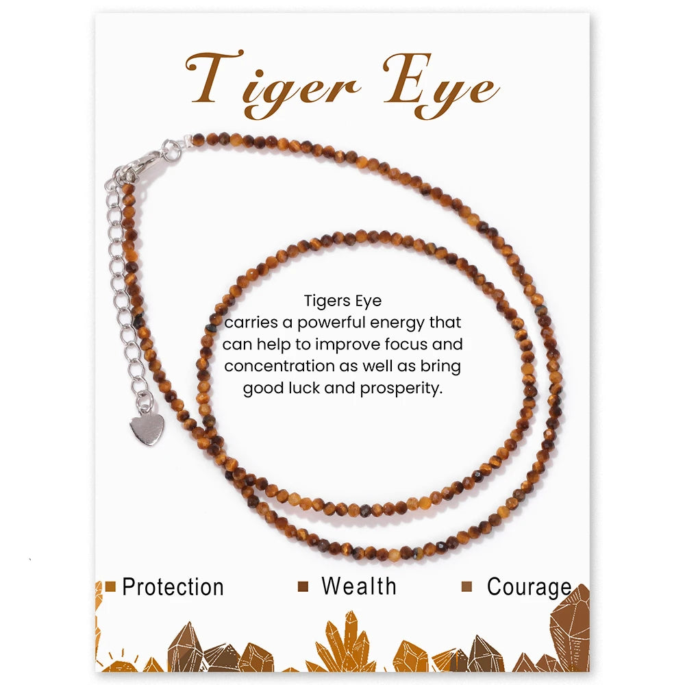 Natural Gemstone Seed Bead Necklace - Delicate 2mm Stone Choker