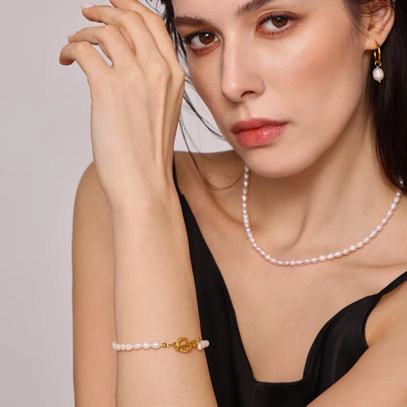 Baroque Freshwater Pearl Jewelry Set - Necklace, Bracelet & Earrings