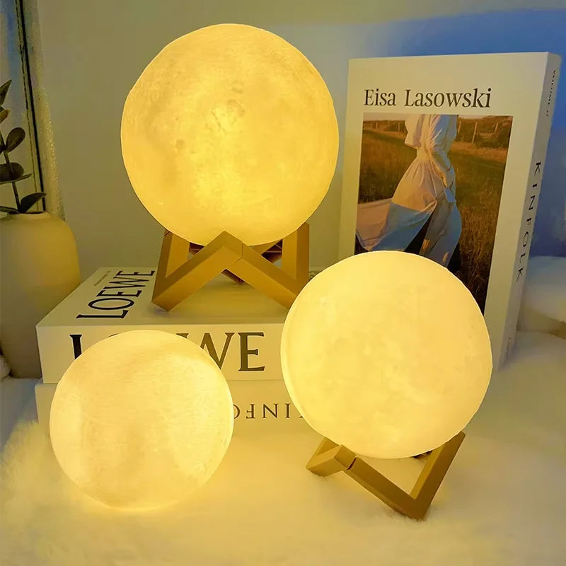 3D Moon Night Light - LED Galaxy Lamp with Stand