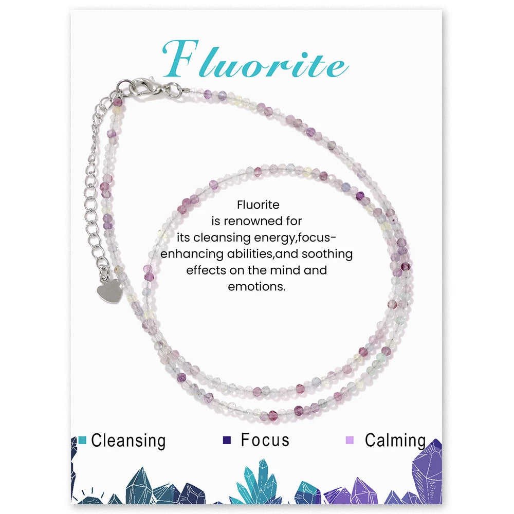 Natural Gemstone Seed Bead Necklace - Delicate 2mm Stone Choker