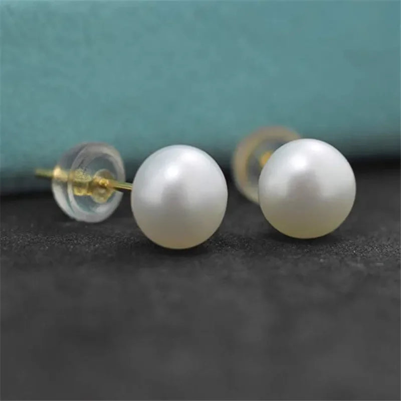 Natural Freshwater Pearl Stud Earrings - AAAA Quality 925 Sterling Silver