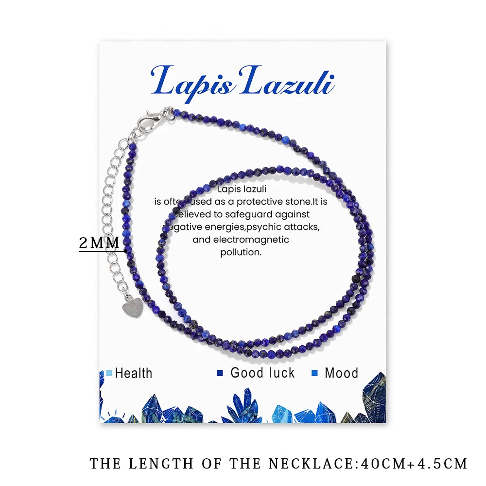 Natural Gemstone Seed Bead Necklace - Delicate 2mm Stone Choker