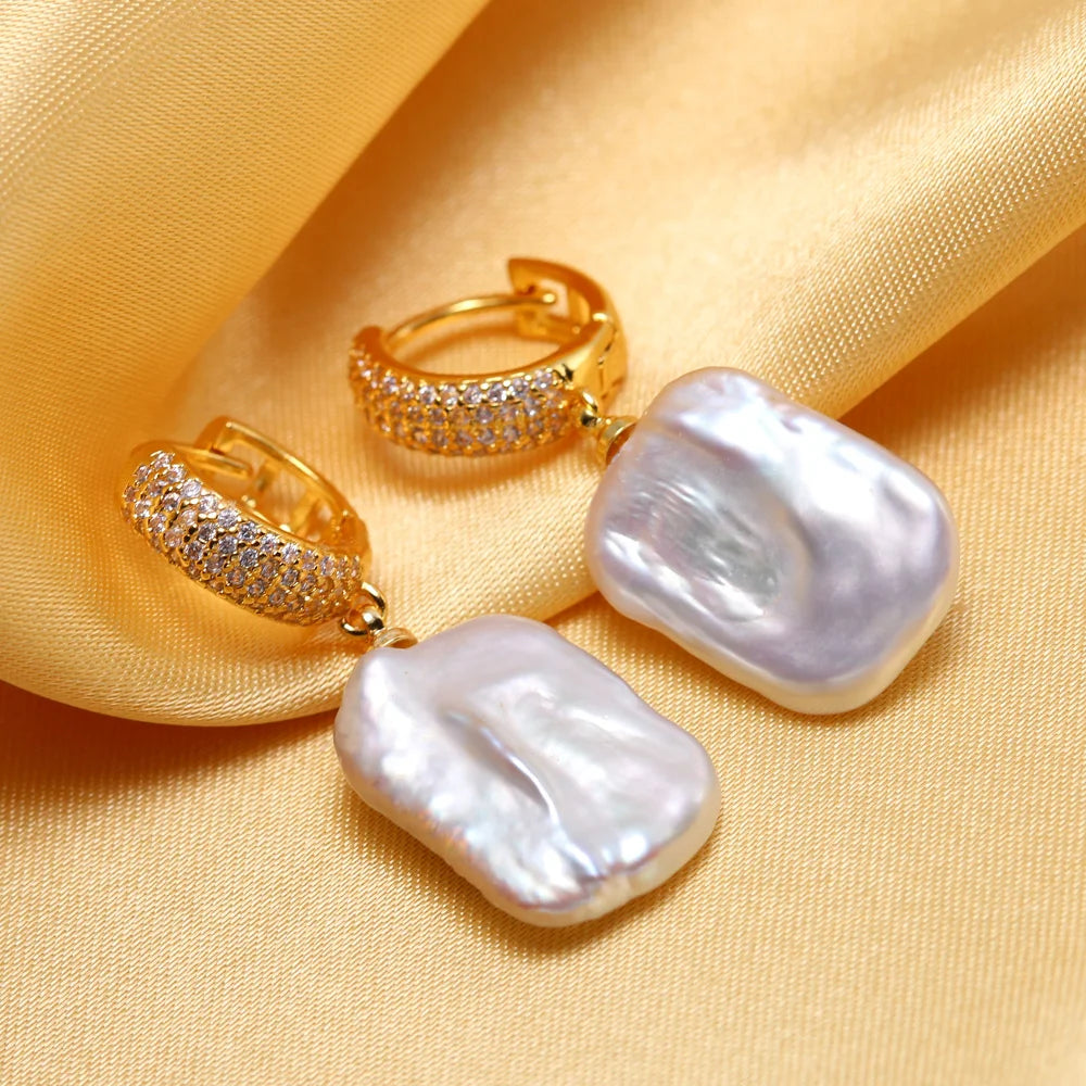 Natural Freshwater Pearl Drop Earrings - 925 Sterling Silver