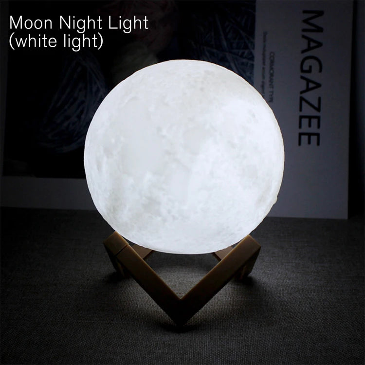 3D Moon Night Light - LED Galaxy Lamp with Stand