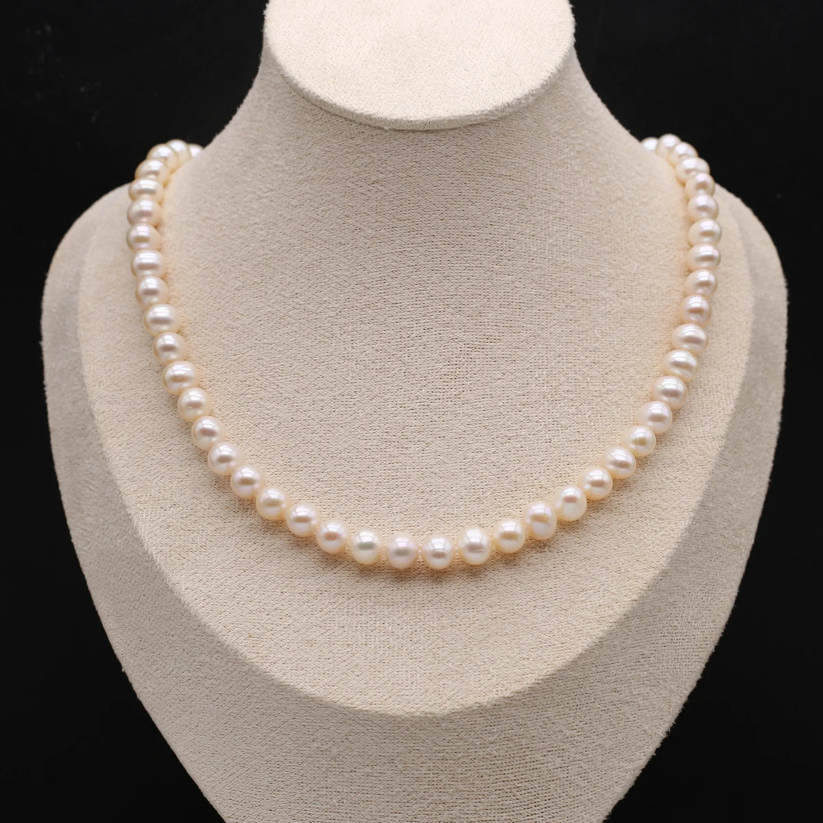 Natural Freshwater Pearl Necklace - AAA Quality 7-8mm Round Cultured Pearls