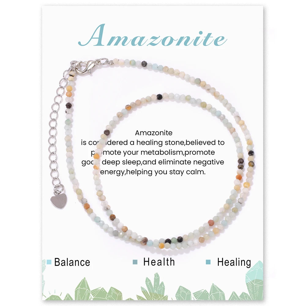 Natural Gemstone Seed Bead Necklace - Delicate 2mm Stone Choker