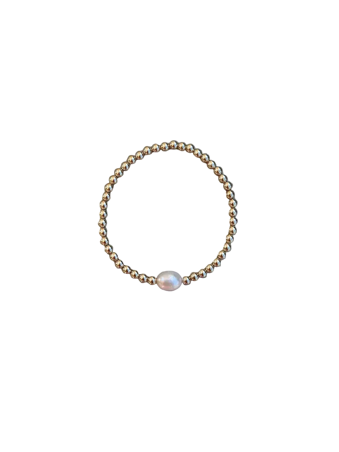 Natural Pearl Stretch Bracelet - 18K Gold Plated Beads Stackable