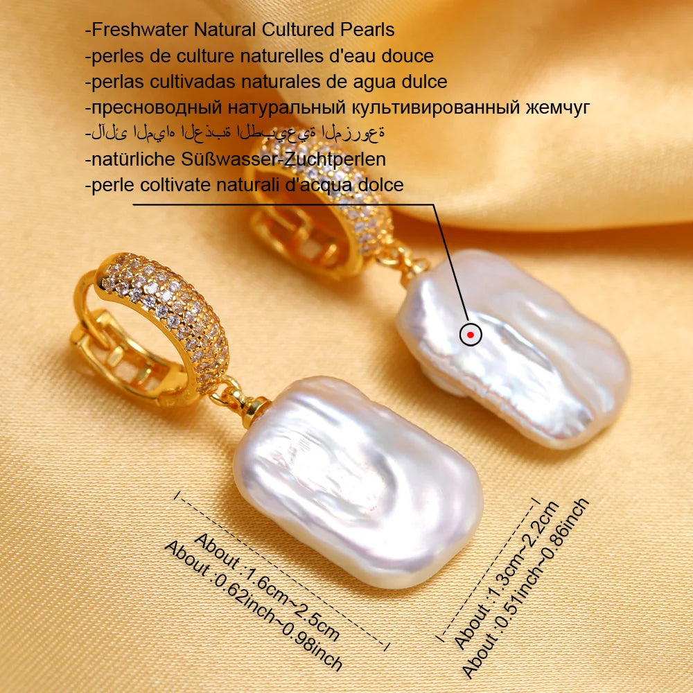 Natural Freshwater Pearl Drop Earrings - 925 Sterling Silver