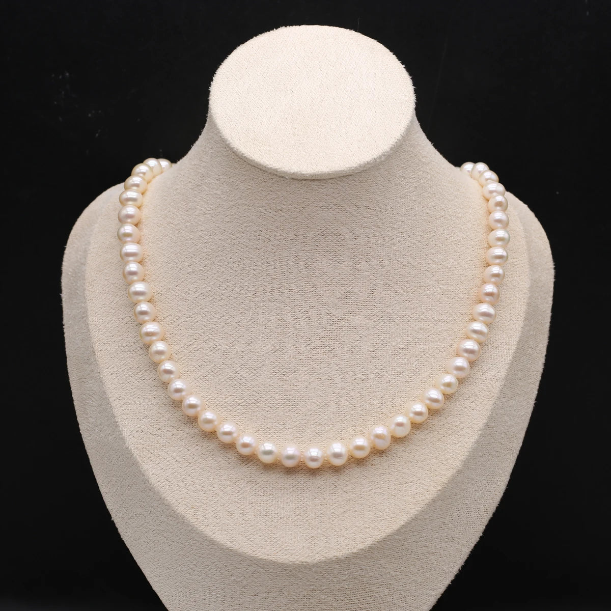 Natural Freshwater Pearl Necklace - AAA Quality 7-8mm Round Cultured Pearls