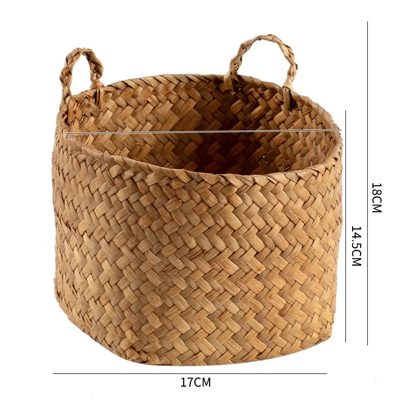 Handwoven Grass Basket | Dried Flower Vase & Boho Home Decor Organizer