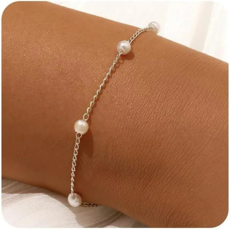 Freshwater Pearl Heart Charm Bracelet - Gold or Silver Plated