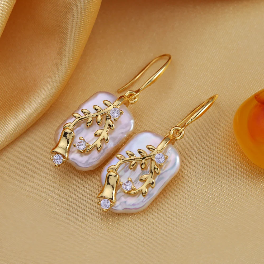 Natural Freshwater Pearl Drop Earrings - 925 Sterling Silver