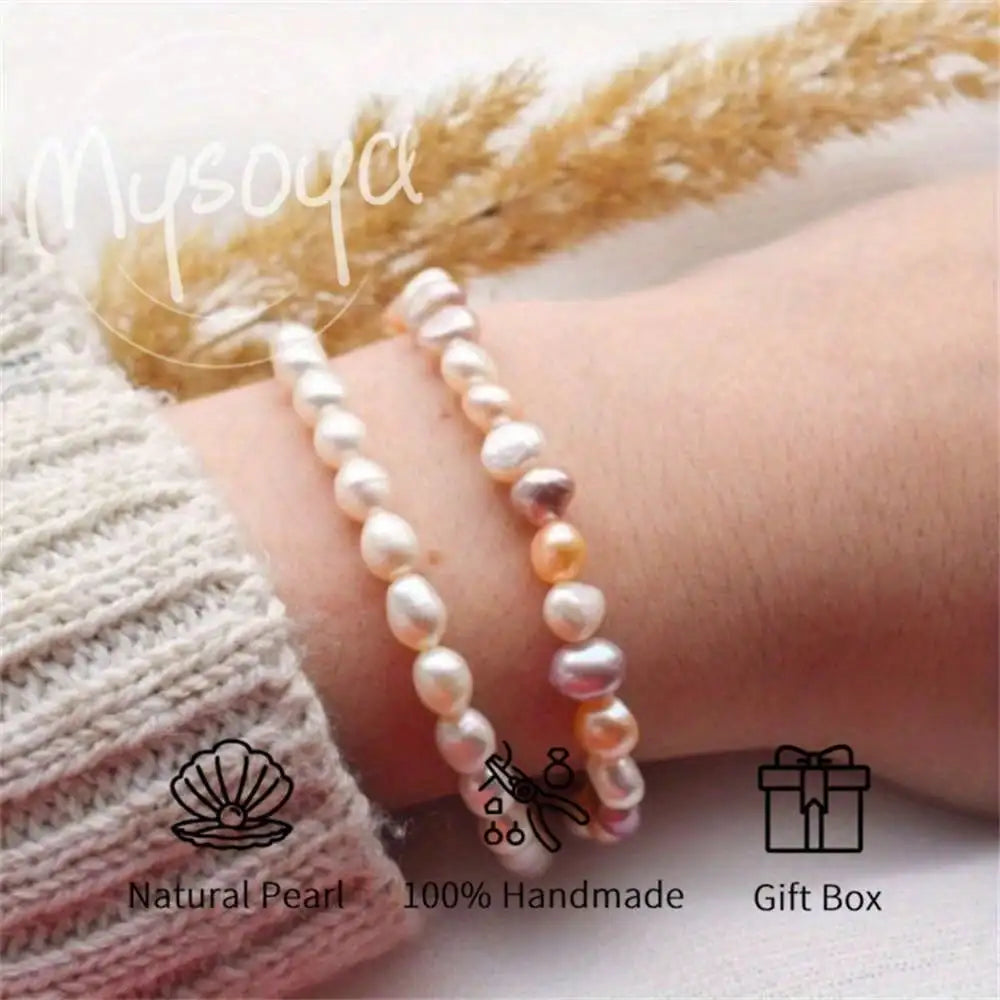 Baroque Rice Pearl Bracelet - 5-6mm Freshwater Pearls with Gift Box