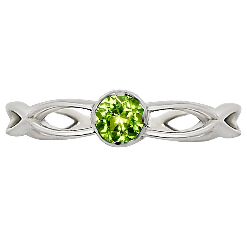 Natural Peridot Solitaire Ring in .925 Sterling Silver — Size 8
