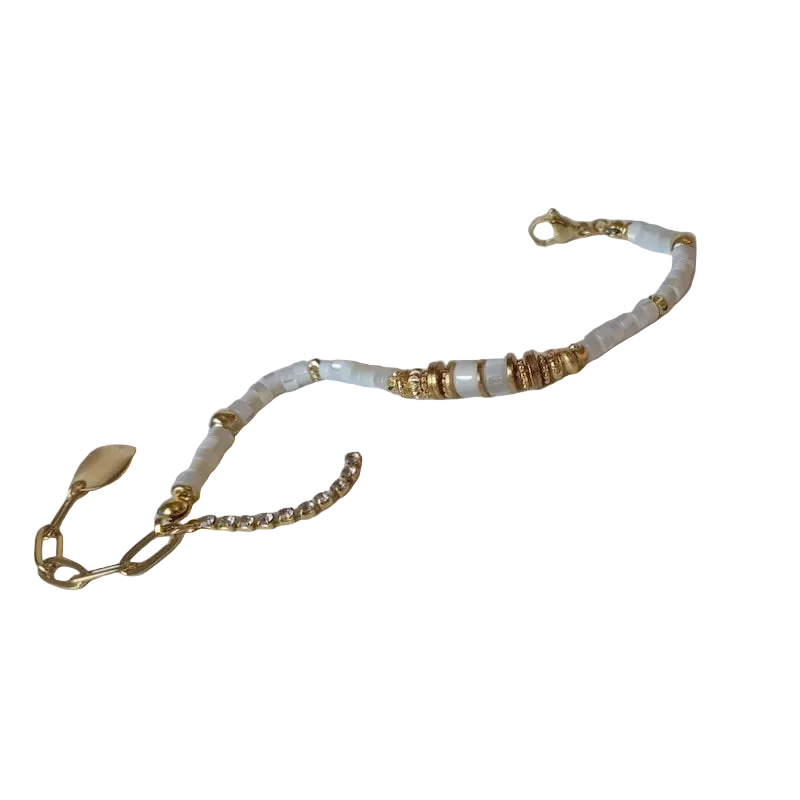 Handmade Mother-of-Pearl Bracelet - Adjustable Natural Stone Jewelry