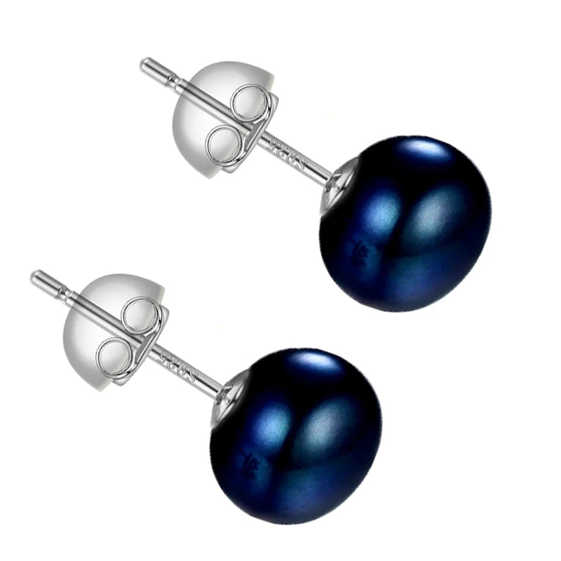 Natural Freshwater Pearl Stud Earrings - AAAA Quality 925 Sterling Silver